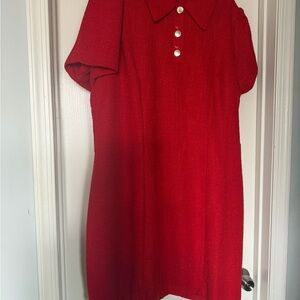 ELOQUII Tweed Red Mini Shirt Dress